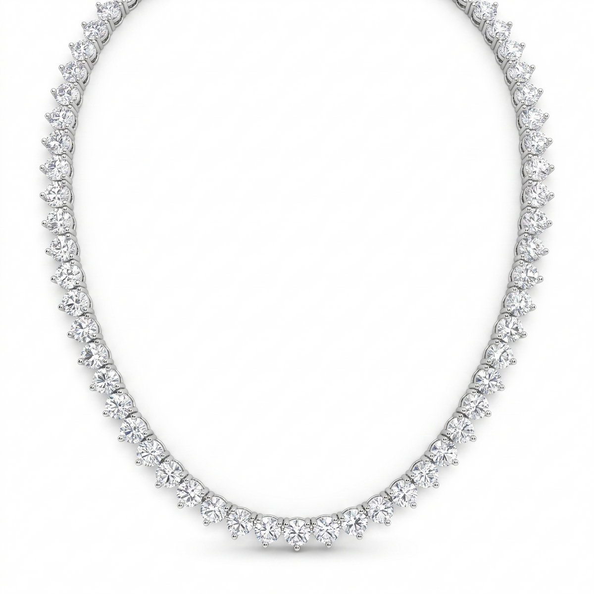 American Diamond Graduated Tennis Necklace | Sterling Silver 925 | 17.70 g Main image