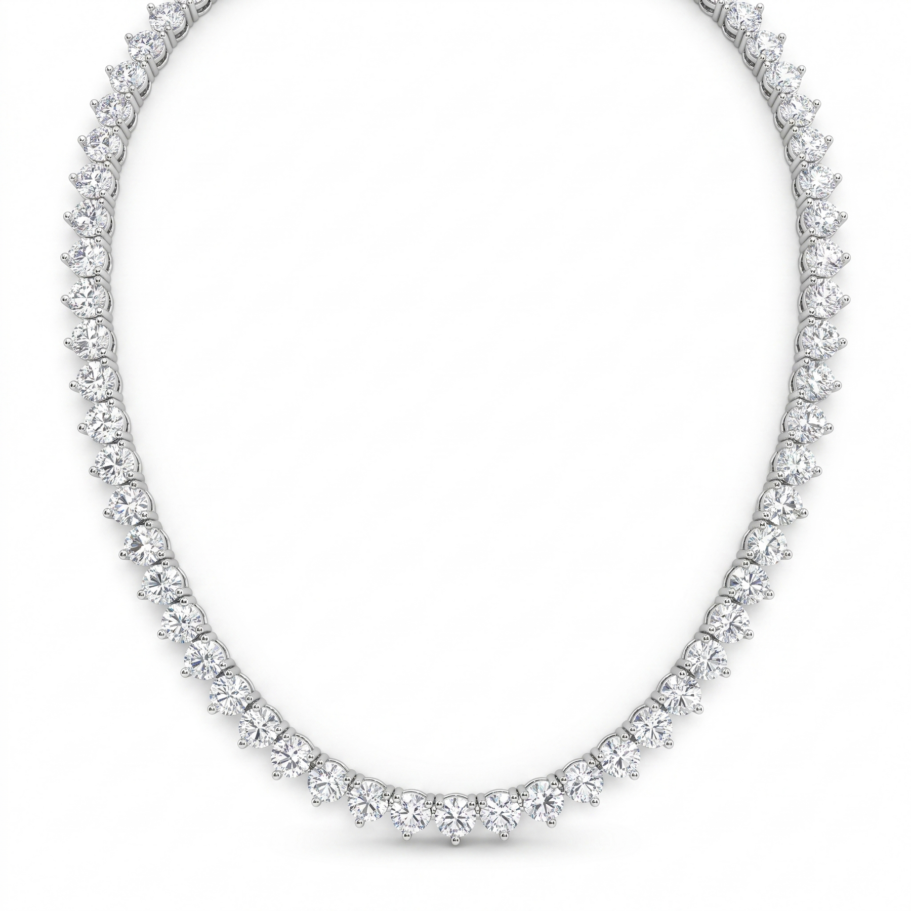 American Diamond Graduated Tennis Necklace | Sterling Silver 925 | 17.70 g