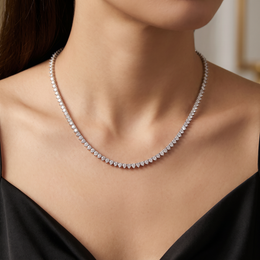 American Diamond Graduated Tennis Necklace | Sterling Silver 925 | 17.70 g