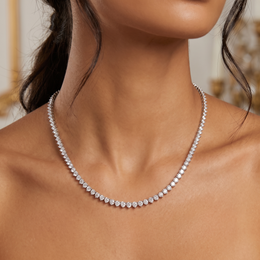 American Diamond Graduated Tennis Necklace | Sterling Silver 925 | 17.70 g