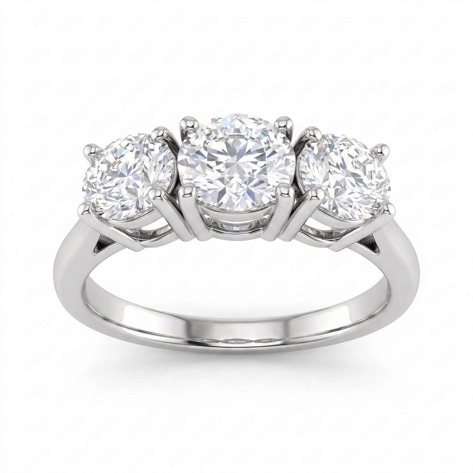 Three-Stone Lab-Grown Diamond Ring | 2.40 CT Lab-Created Diamonds | 14K White Gold | Saleh Sallom