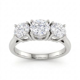 Three-Stone Lab-Grown Diamond Ring | 2.40 CT Lab-Created Diamonds | 14K White Gold | Saleh Sallom