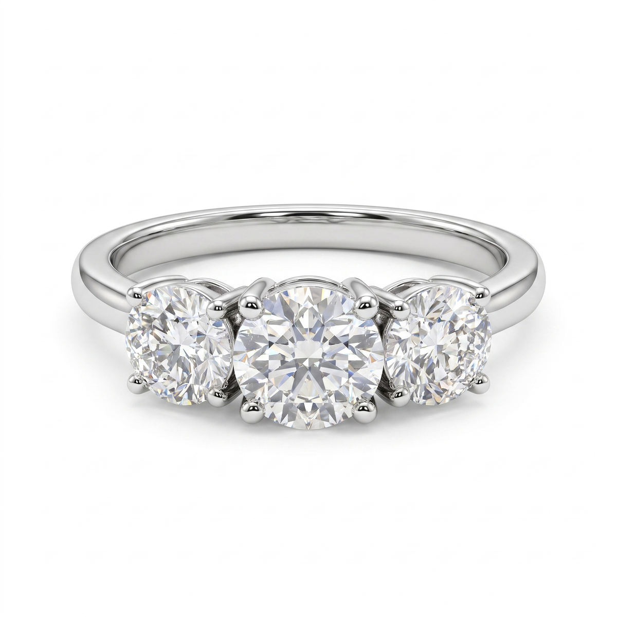 Three-Stone Lab Created Diamond Ring | 2.40 CT Lab-Created Diamonds | 14K White Gold | Saleh Sallom