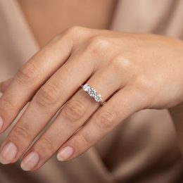 Three-Stone Lab-Grown Diamond Ring | 2.40 CT Lab-Created Diamonds | 14K White Gold | Saleh Sallom
