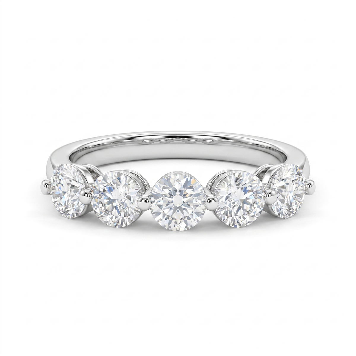 Five-Stone Lab Created Diamond Ring | 2.18 CT Round Brilliant Diamonds | 14K White Gold | Saleh Sallom Main image
