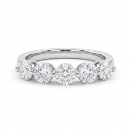 Five-Stone Lab Created Diamond Ring | 2.18 CT Round Brilliant Diamonds | 14K White Gold | Saleh Sallom