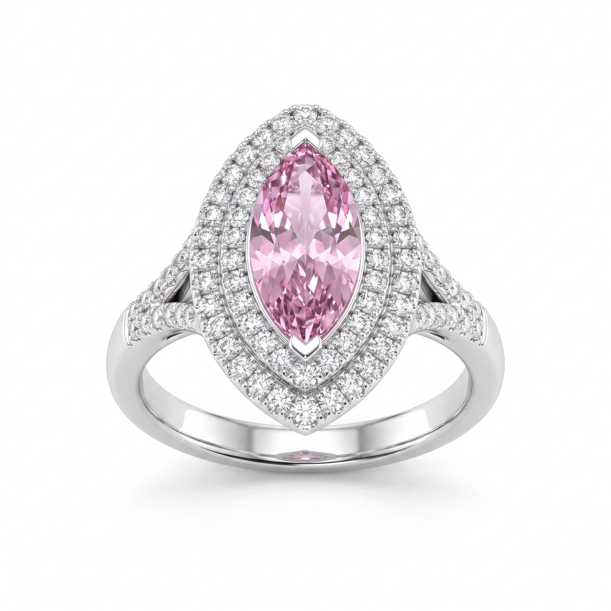 Pink Marquise Lab Created Diamond Halo Ring | 3.80 CT Lab Created Diamonds | Saleh Sallom Main image