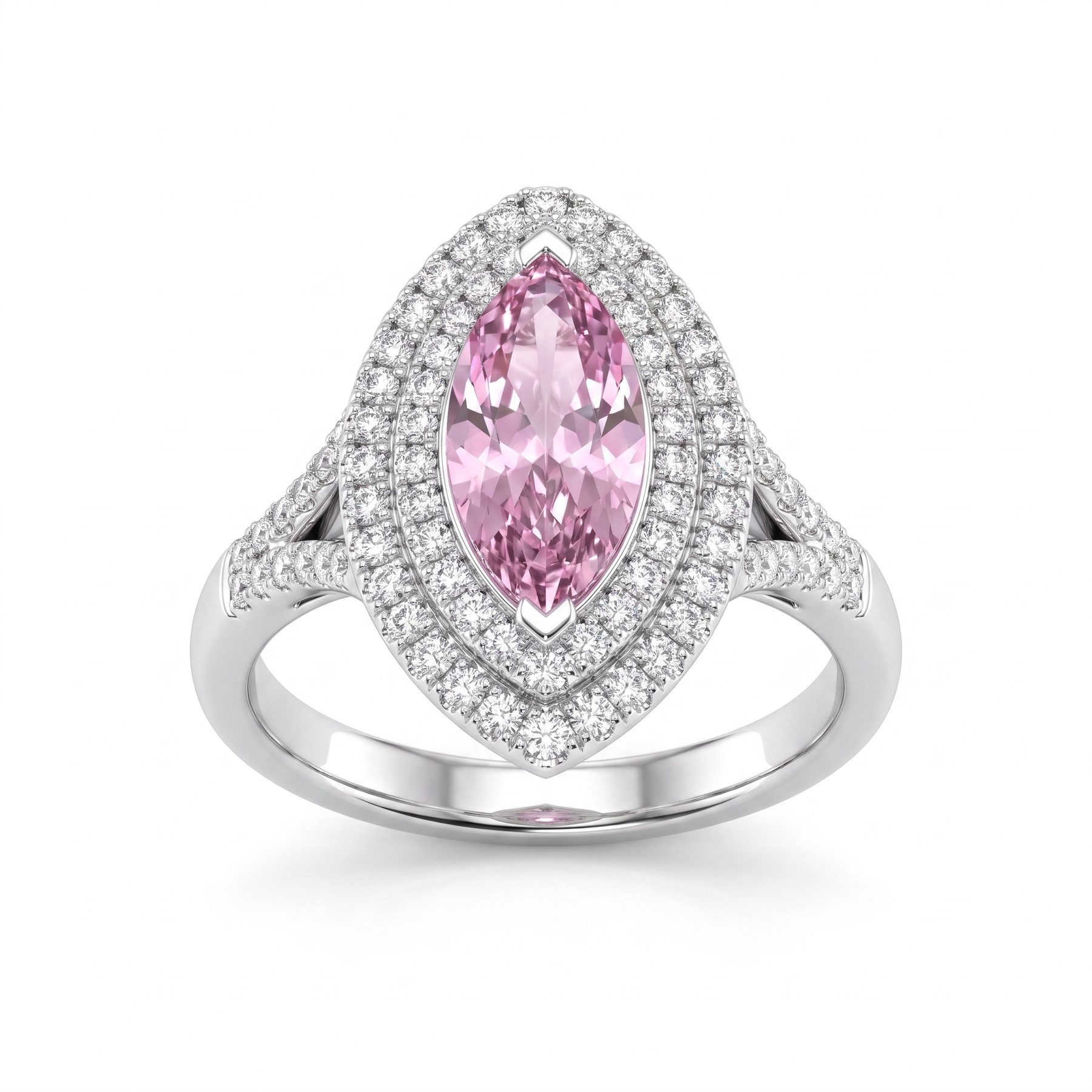 Pink Marquise Lab Created Diamond Halo Ring | 3.80 CT Lab Created Diamonds | Saleh Sallom
