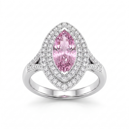 Pink Marquise Lab Created Diamond Halo Ring | 3.80 CT Lab Created Diamonds | Saleh Sallom