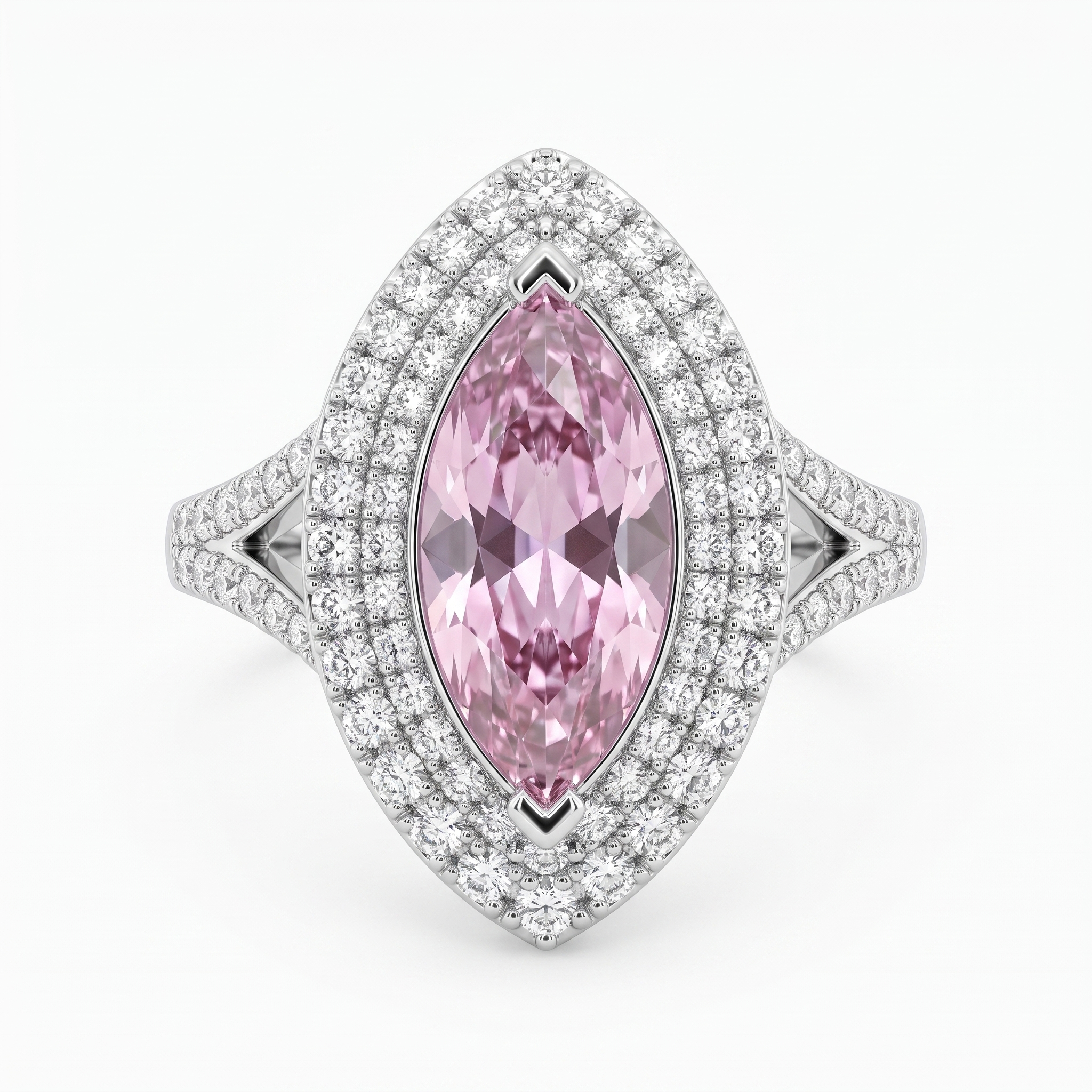 Pink Marquise Lab Created Diamond Halo Ring | 3.80 CT Lab Created Diamonds | Saleh Sallom Secondary image