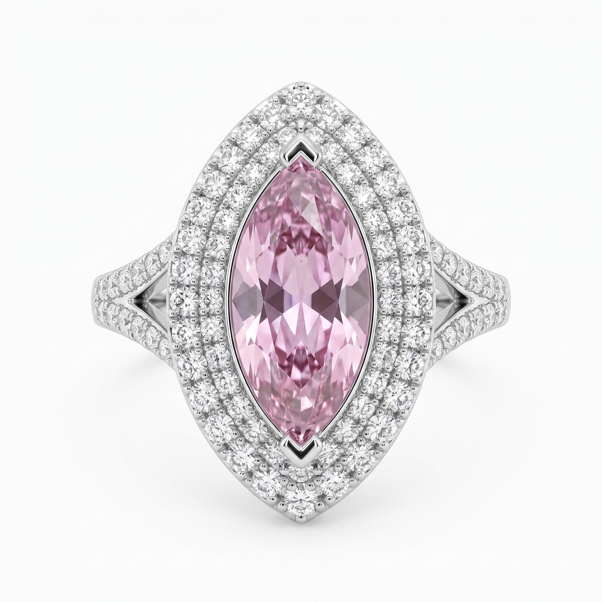 Pink Marquise Lab Created Diamond Halo Ring | 3.80 CT Lab Created Diamonds | Saleh Sallom