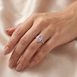 Pink Marquise Lab Created Diamond Halo Ring | 3.80 CT Lab Created Diamonds | Saleh Sallom