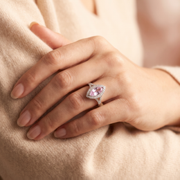Pink Marquise Lab Created Diamond Halo Ring | 3.80 CT Lab Created Diamonds | Saleh Sallom