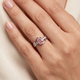 Pink Oval Lab Created Diamond Statement Ring | 3.56 CT Lab Created Diamonds | 14K Gold | Saleh Sallom