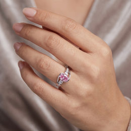 Pink Oval Lab Created Diamond Statement Ring | 3.56 CT Lab Created Diamonds | 14K Gold | Saleh Sallom