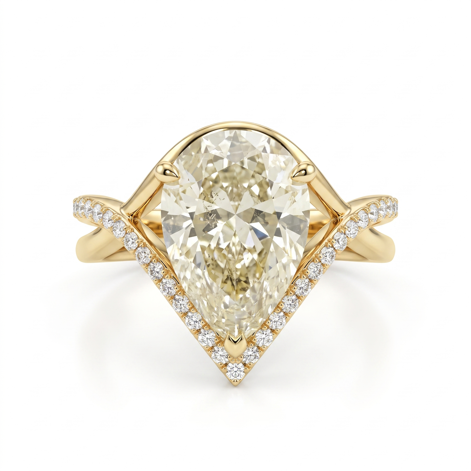 Fancy Yellow Pear Lab Created Diamond Halo Ring | 4.44 CT Lab Created Diamonds | 14K Gold | Saleh Sallom