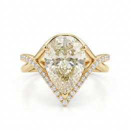 Fancy Yellow Pear Lab Created Diamond Halo Ring | 4.44 CT Lab Created Diamonds | 14K Gold | Saleh Sallom