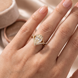 Fancy Yellow Pear Lab Created Diamond Halo Ring | 4.44 CT Lab Created Diamonds | 14K Gold | Saleh Sallom