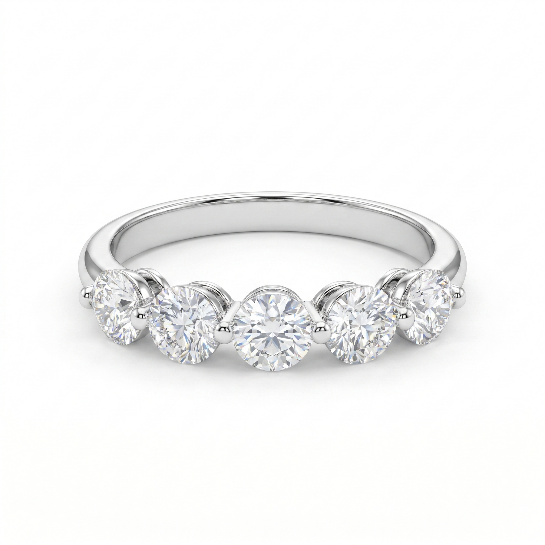 Round Lab Created Diamond Five-Stone Band Ring | 1.25 CT Lab Created Diamonds | 14K Gold | Saleh Sallom