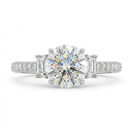 Round Lab Created Diamond Three-Stone Ring | 1.30 CT Lab Created Diamonds | 14K Gold | Saleh Sallom