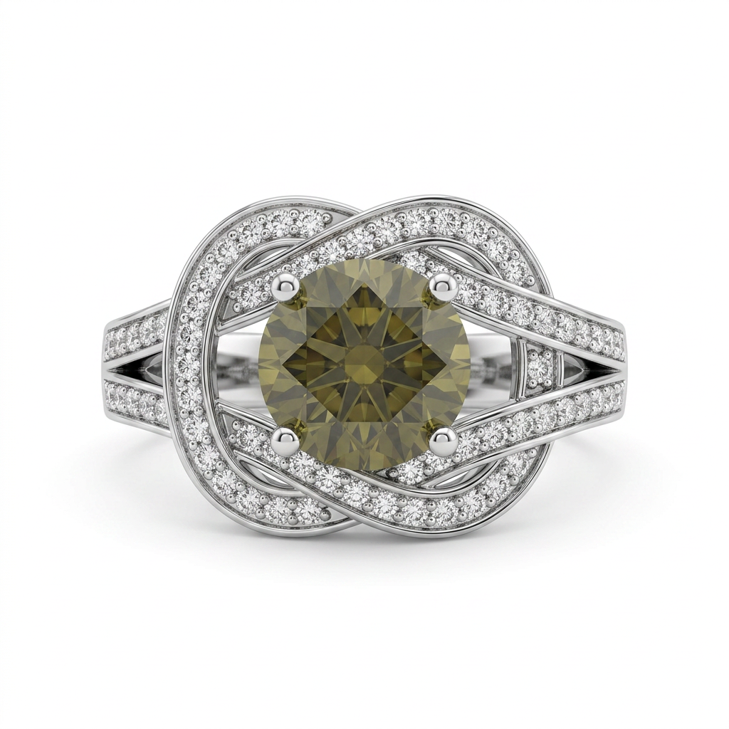Fancy Color Round Lab Created Diamond Halo Ring | 2.12 CT Lab Created Diamonds | 14K Gold | Saleh Sallom