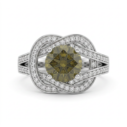Fancy Color Round Lab Created Diamond Halo Ring | 2.12 CT Lab Created Diamonds | 14K Gold | Saleh Sallom