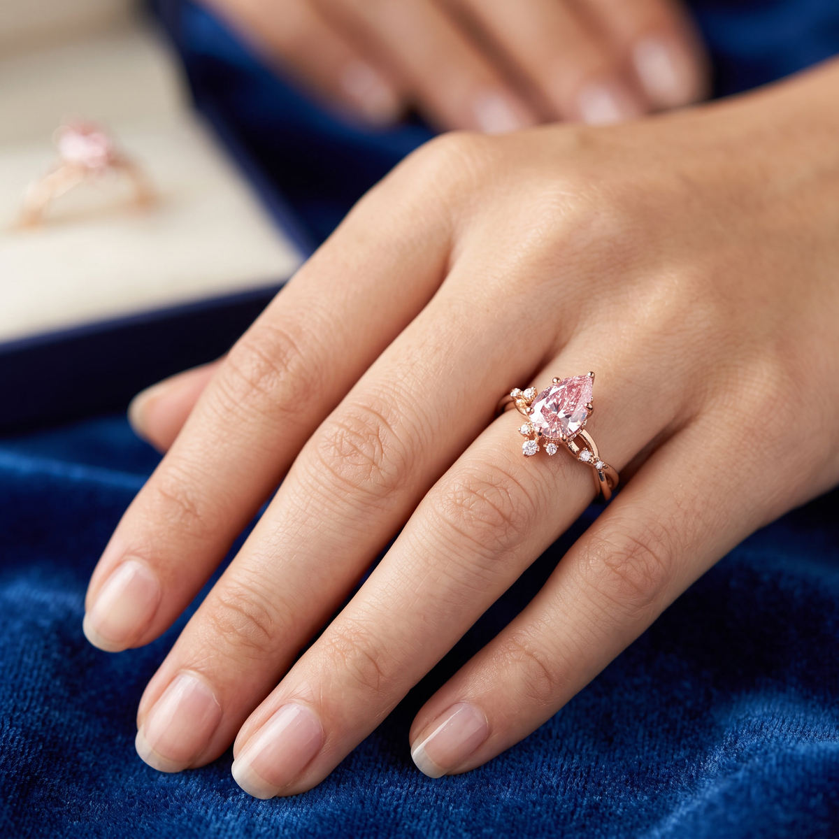 Pink Marquise Lab Created Diamond Ring | 2.20 CT Lab Created Diamonds | 14K Rose Gold | Saleh Sallom