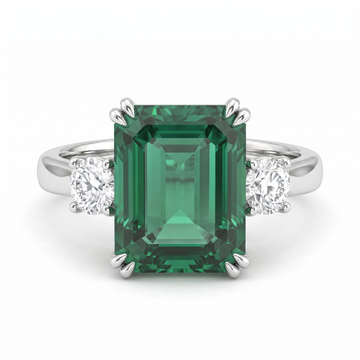 Green Emerald-Cut Lab Created Diamond Ring | 3.65 CT Lab Created Diamonds | Fine Gold | Saleh Sallom Main image