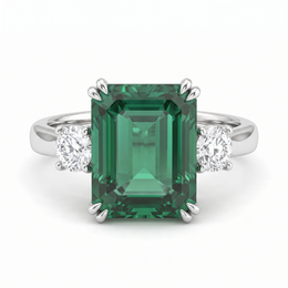 Green Emerald-Cut Lab Created Diamond Ring | 3.65 CT Lab Created Diamonds | Fine Gold | Saleh Sallom