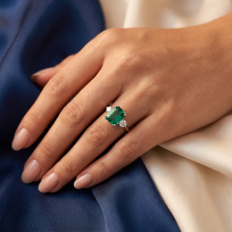 Green Emerald-Cut Lab Created Diamond Ring | 3.65 CT Lab Created Diamonds | Fine Gold | Saleh Sallom