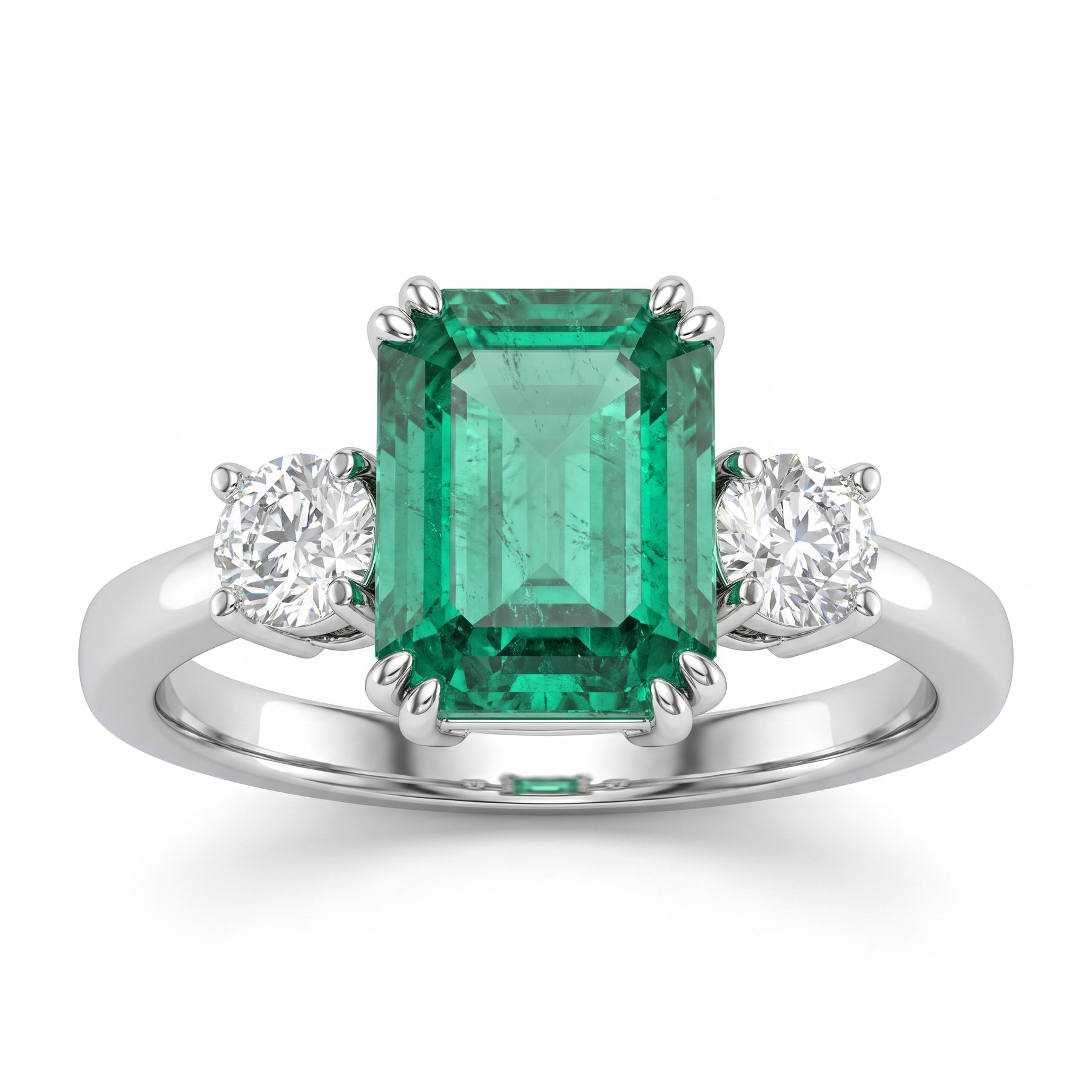 Green Emerald-Cut Lab Created Diamond Ring | 1.86 CT Lab Created Diamonds | 14K Gold | Saleh Sallom