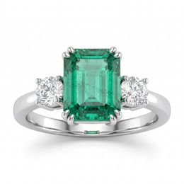 Green Emerald-Cut Lab Created Diamond Ring | 1.86 CT Lab Created Diamonds | 14K Gold | Saleh Sallom