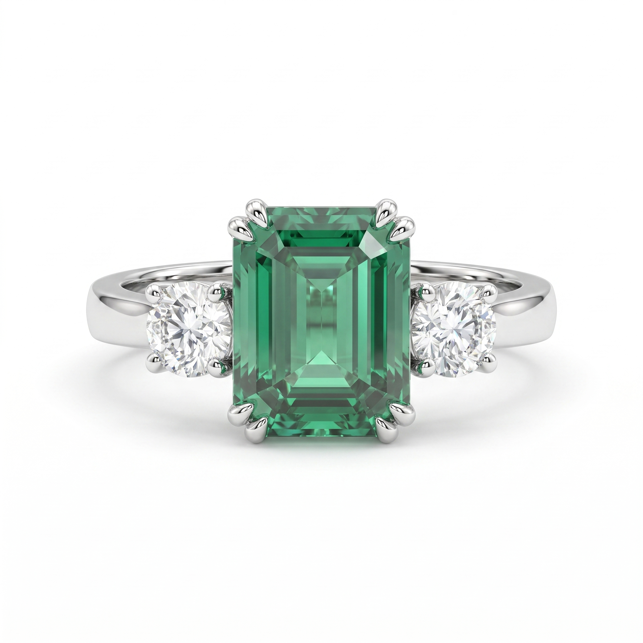 Green Emerald-Cut Lab Created Diamond Ring | 1.86 CT Lab Created Diamonds | 14K Gold | Saleh Sallom Secondary image