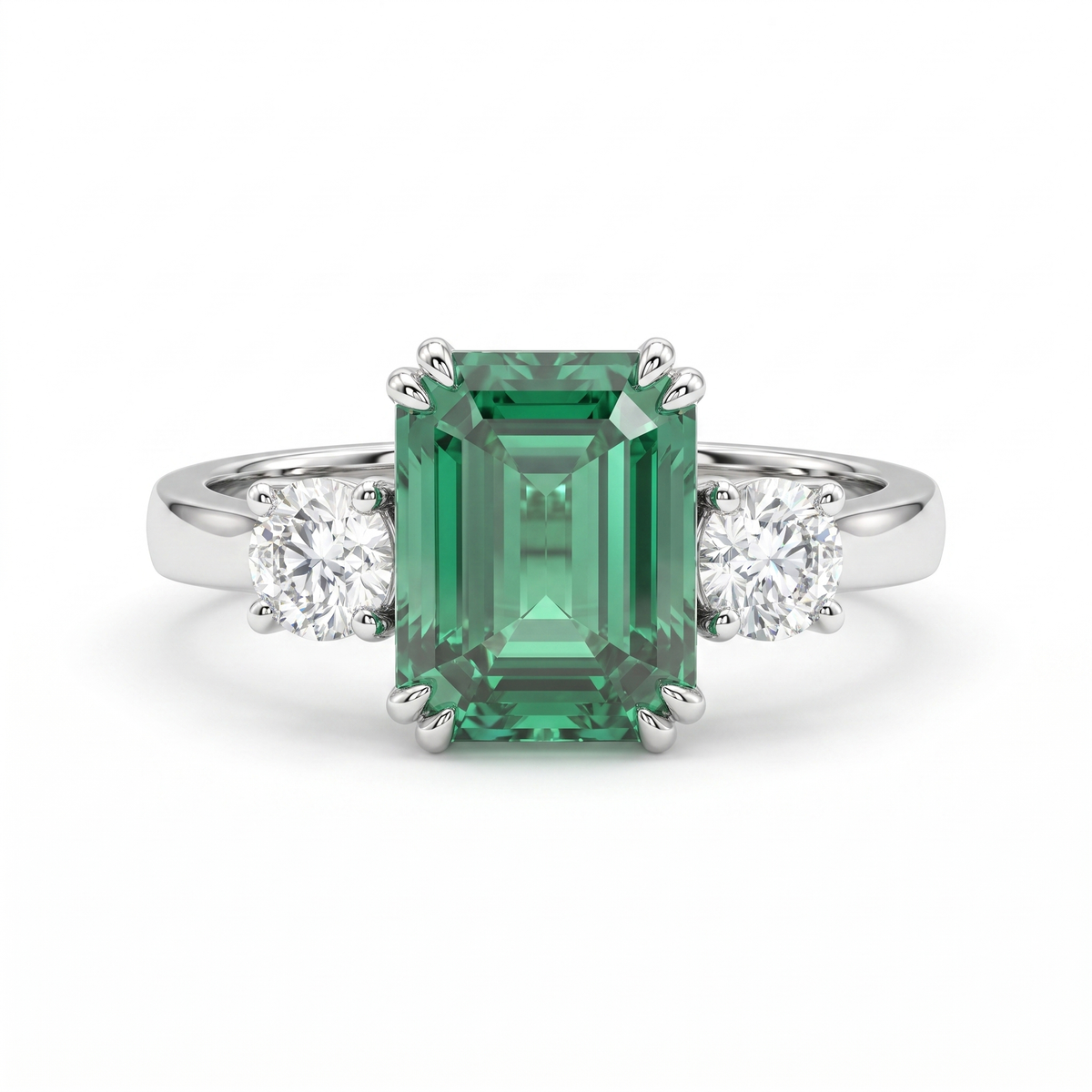Green Emerald-Cut Lab Created Diamond Ring | 1.86 CT Lab Created Diamonds | 14K Gold | Saleh Sallom
