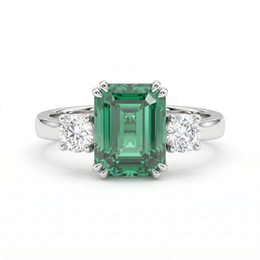 Green Emerald-Cut Lab Created Diamond Ring | 1.86 CT Lab Created Diamonds | 14K Gold | Saleh Sallom