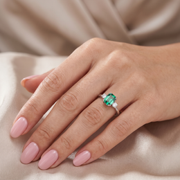 Green Emerald-Cut Lab Created Diamond Ring | 1.86 CT Lab Created Diamonds | 14K Gold | Saleh Sallom