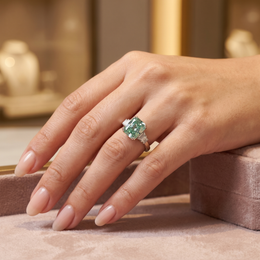 Fancy Green Radiant-Cut Lab Created Diamond Ring | 8.50 CT Lab Created Diamonds | 14K Gold | Saleh Sallom