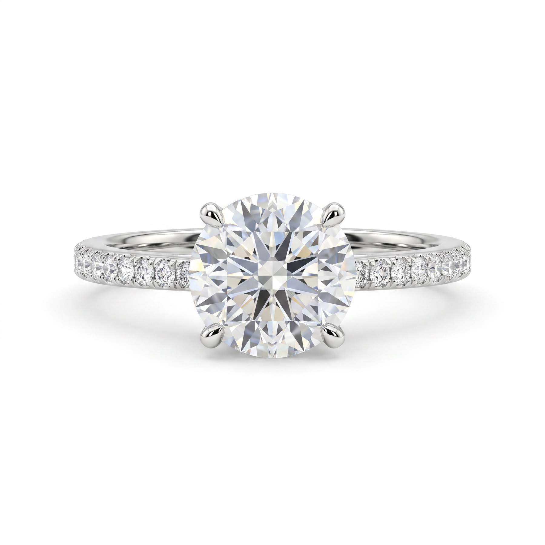 Classic Round Brilliant Lab Created Diamond Solitaire Ring | 1.85 CT Lab Created Diamonds | 14K White Gold