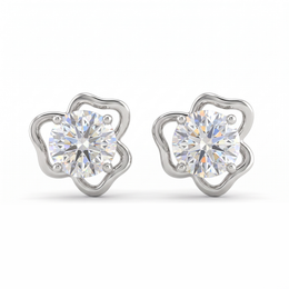Floral Lab Created Diamond Stud Earrings | 1.82 CT Lab Created Diamonds | 14K White Gold