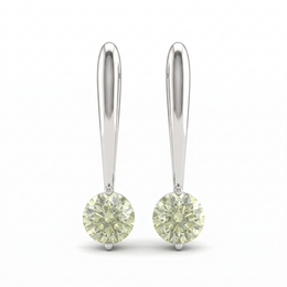Light Yellow Round Lab Created Diamond Drop Earrings | 1.80 CT Lab Created Diamonds | 14K White Gold