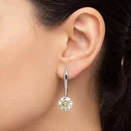 Light Yellow Round Lab Created Diamond Drop Earrings | 1.80 CT Lab Created Diamonds | 14K White Gold