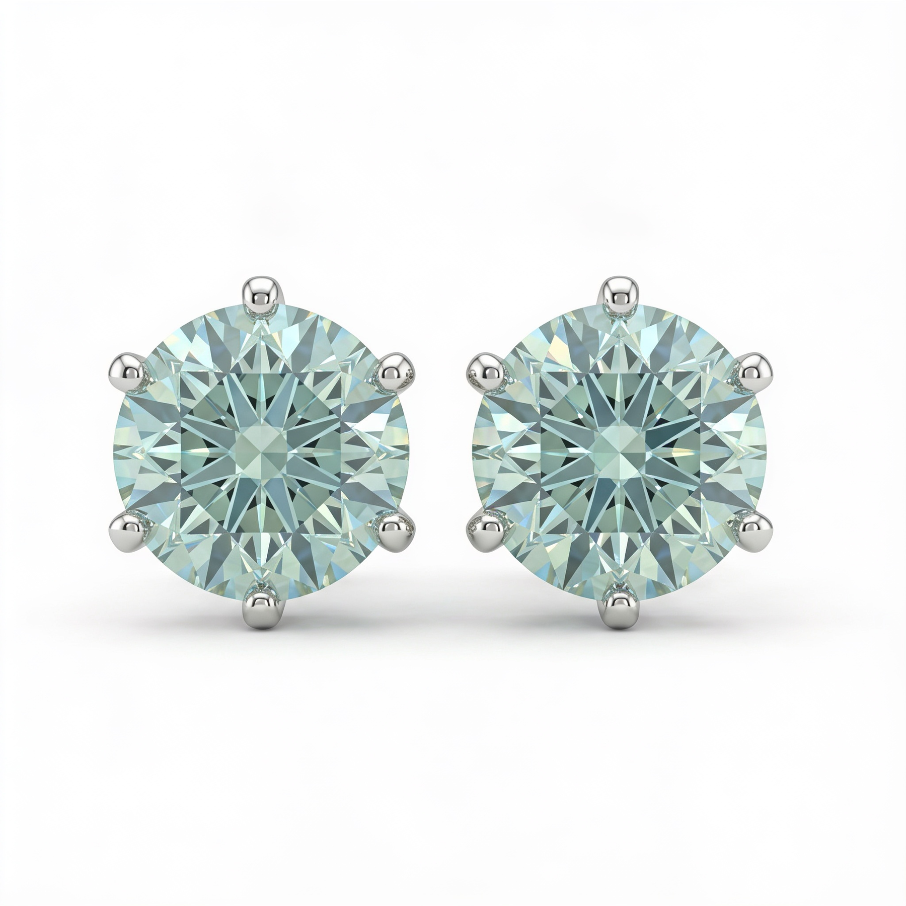 2.00 CT Round Lab Created Diamond Solitaire Stud Earrings in 14K White Gold