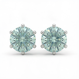 2.00 CT Round Lab Created Diamond Solitaire Stud Earrings in 14K White Gold