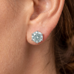 2.00 CT Round Lab Created Diamond Solitaire Stud Earrings in 14K White Gold