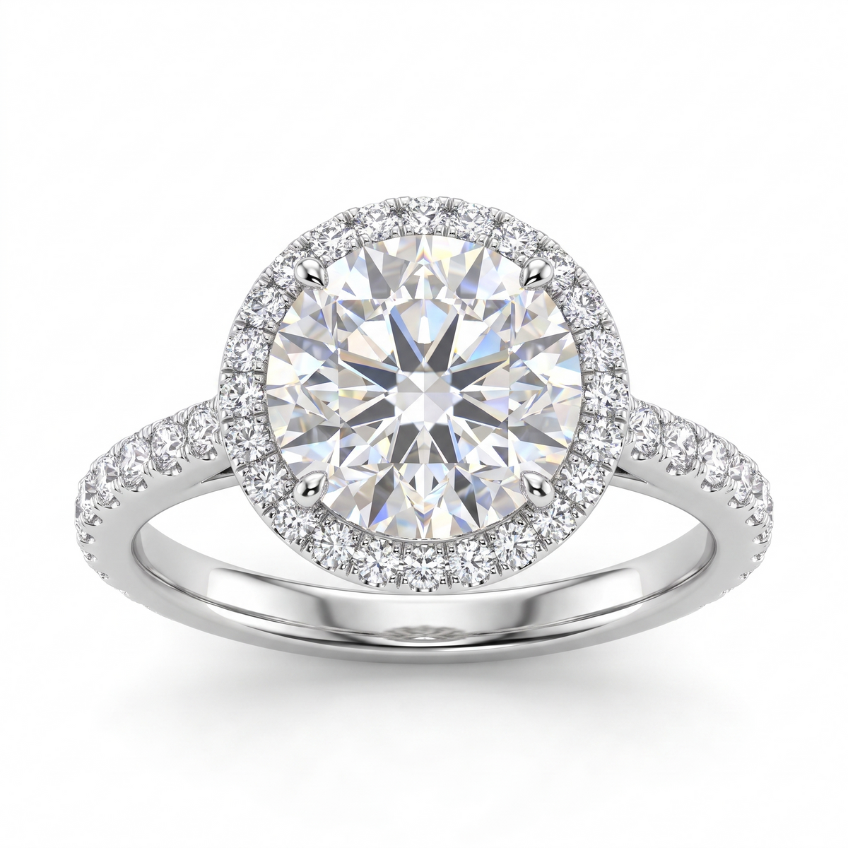 2.23 CT Round Lab Created Diamond Halo Ring in 14K White Gold Main image