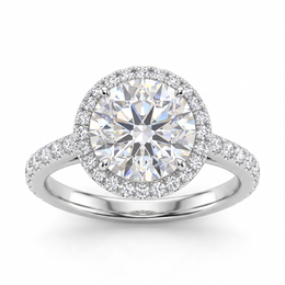2.23 CT Round Lab Created Diamond Halo Ring in 14K White Gold