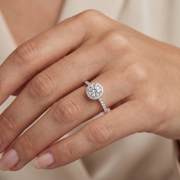 2.23 CT Round Lab Created Diamond Halo Ring in 14K White Gold