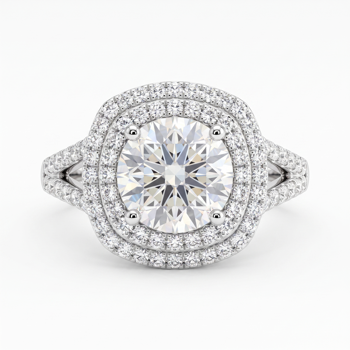 1.80 CT Round Lab Created Diamond Double Halo Ring in 14K White Gold Main image