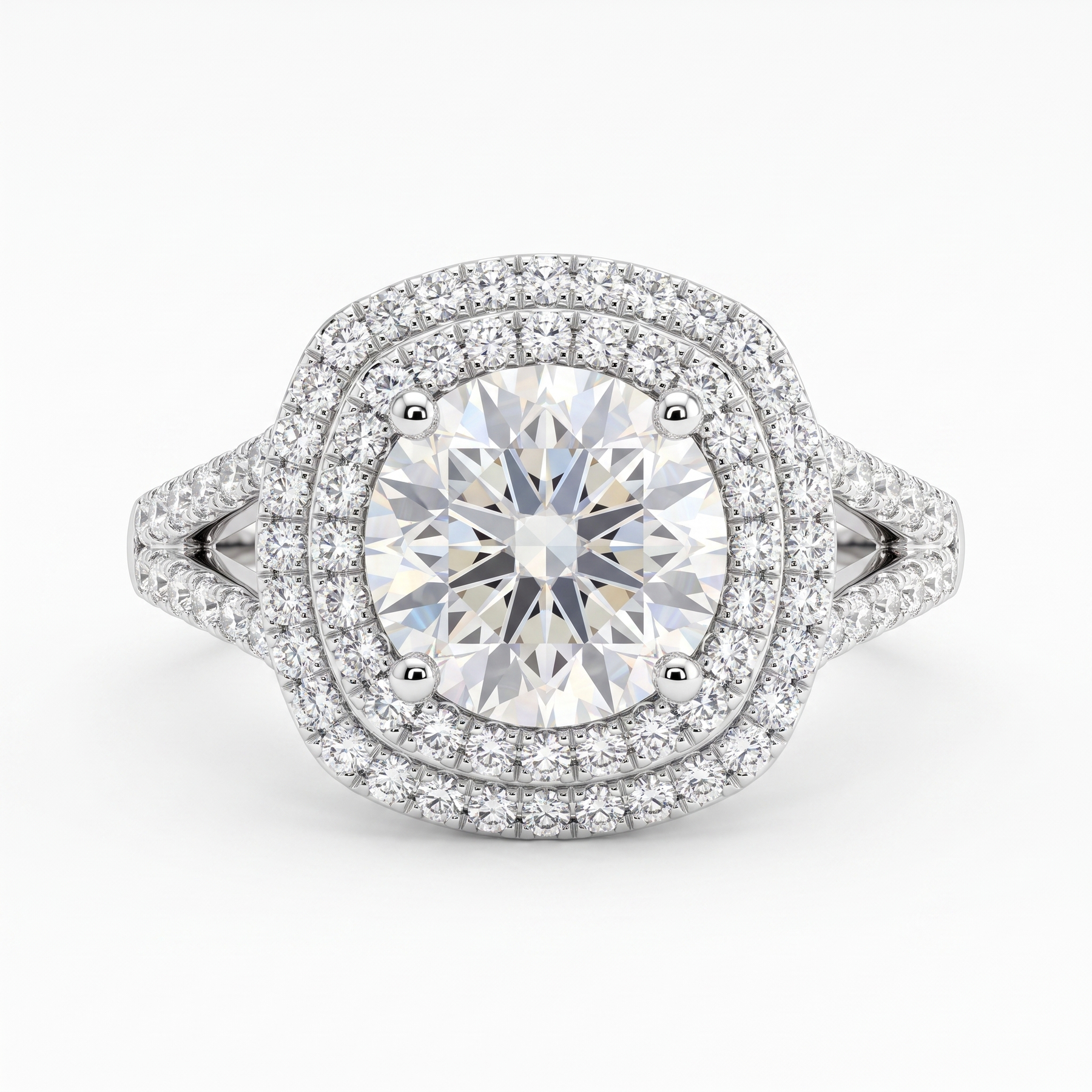 1.80 CT Round Lab Created Diamond Double Halo Ring in 14K White Gold