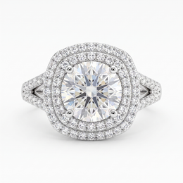 1.80 CT Round Lab Created Diamond Double Halo Ring in 14K White Gold